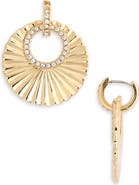 NORDSTROM RACK Cubic Zirconia Fluted Disc Drop Earrings