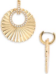 NORDSTROM RACK Cubic Zirconia Fluted Disc Drop Earrings