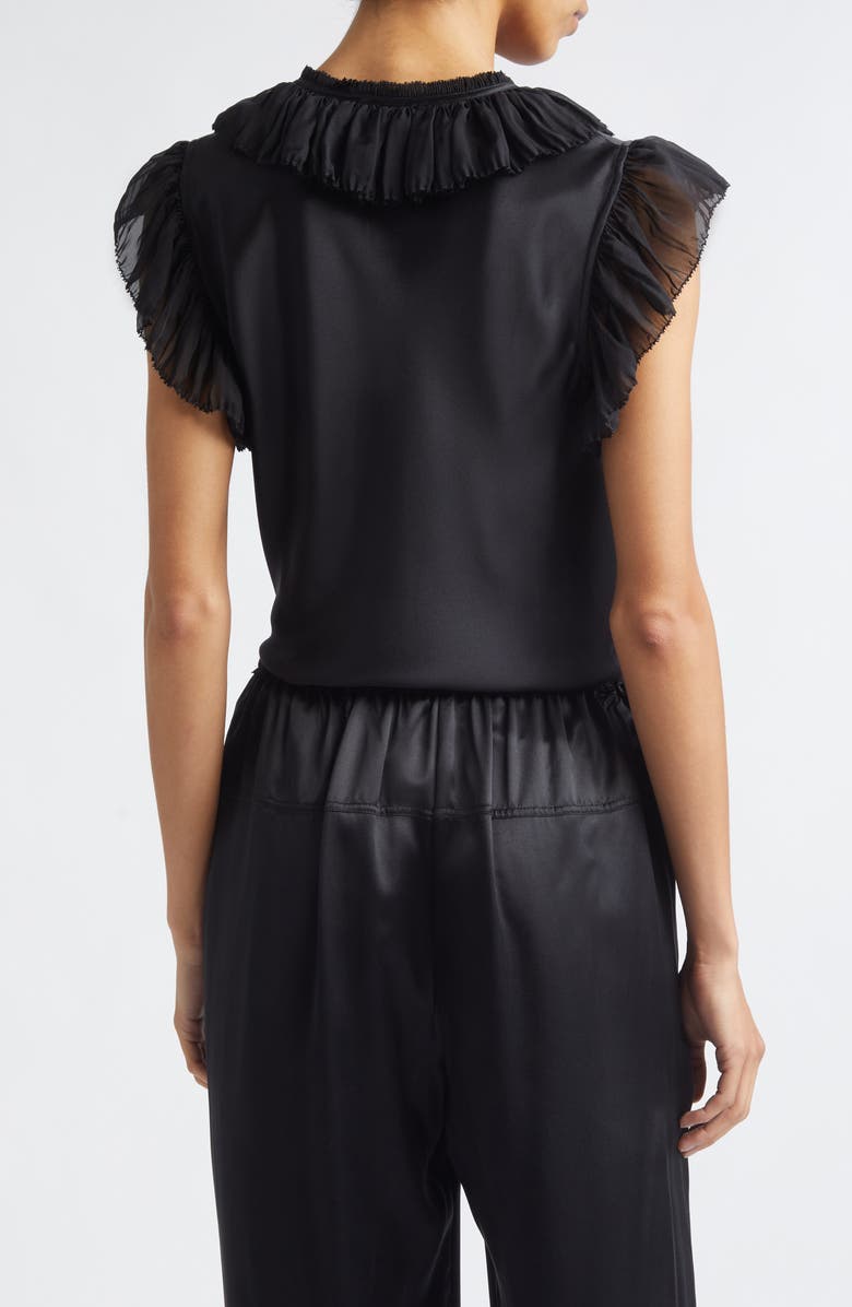 Ulla Johnson Ilyana Silk Sheer Ruffle Trim Top, Alternate, color, Noir
