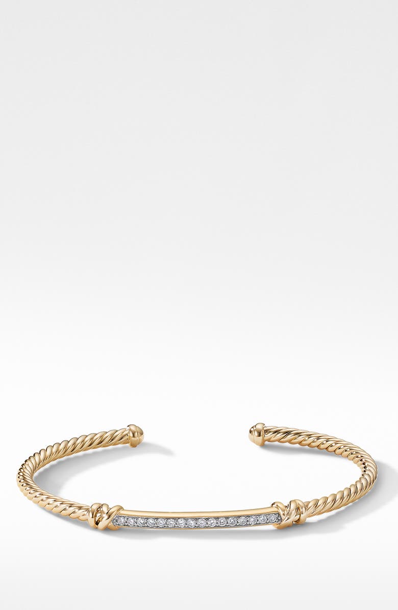 David Yurman Petite Helena Cablespira<sup>®</sup> Station Bracelet with 18K Yellow Gold with Diamonds, 3mm, Alternate, color, Diamond/ Yellow Gold