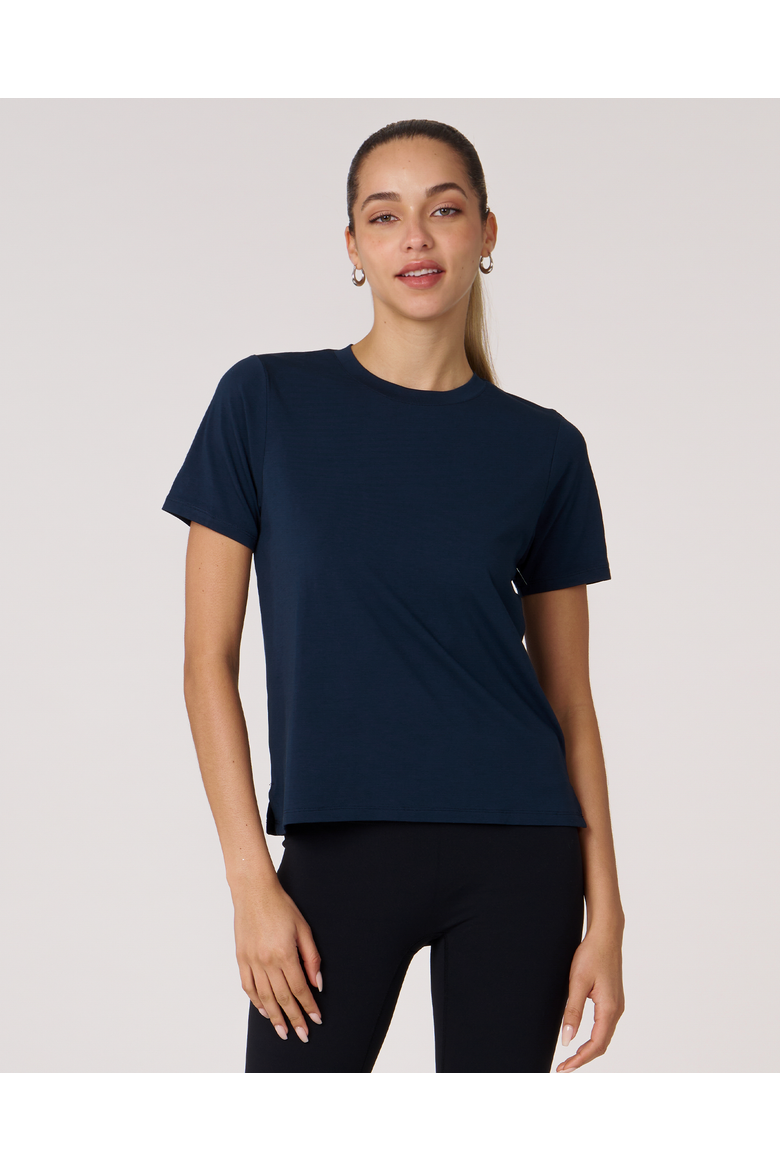 Rebody Essentials Short Sleeve Top, Alternate, color, Navy