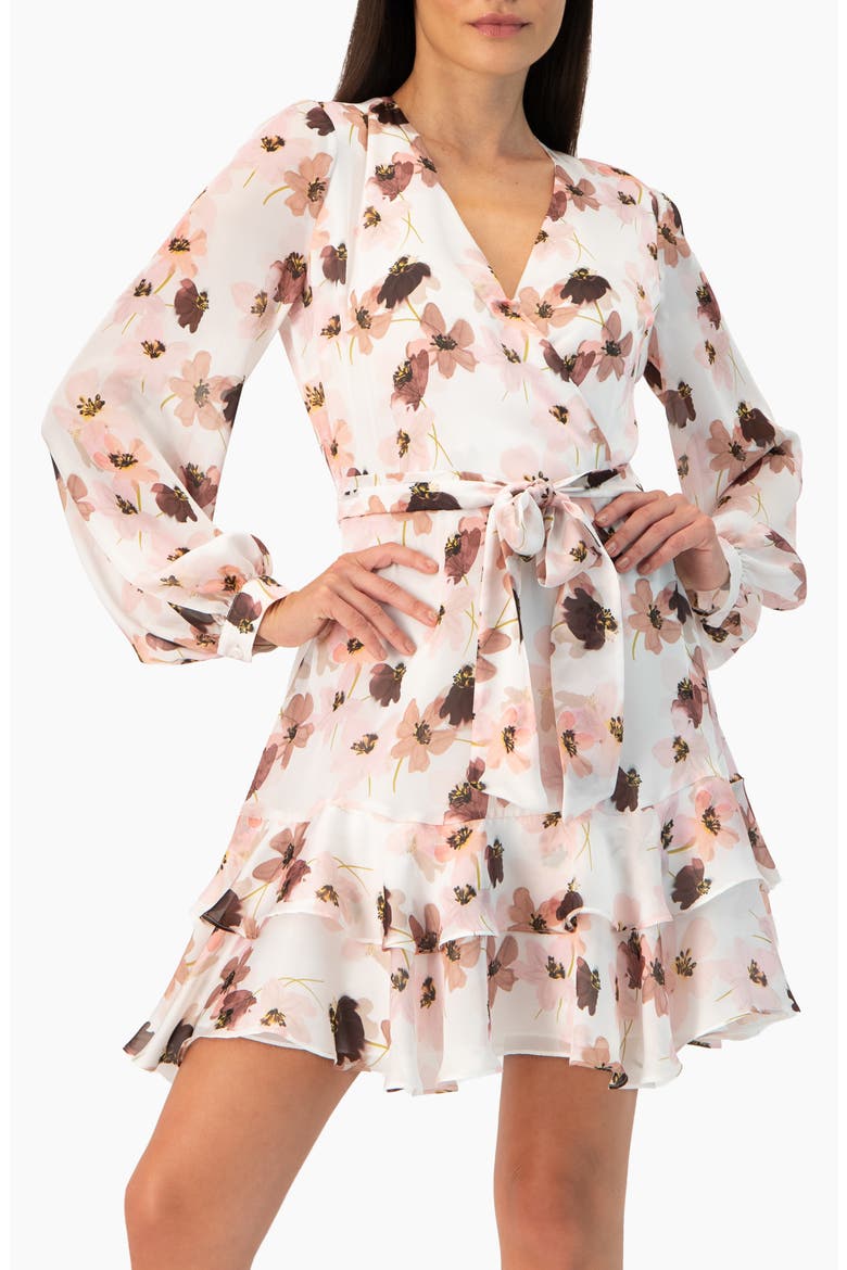 Ruffled Skirt Short Floral Print Dress, Main, color, Multicolor