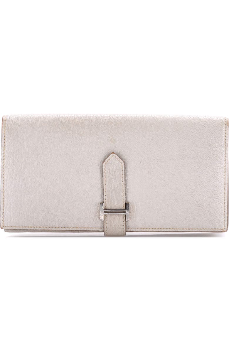 Pre-Owned Hermes Bearn Wallet Chevre Mysore Long, Main, color, Gris Perle