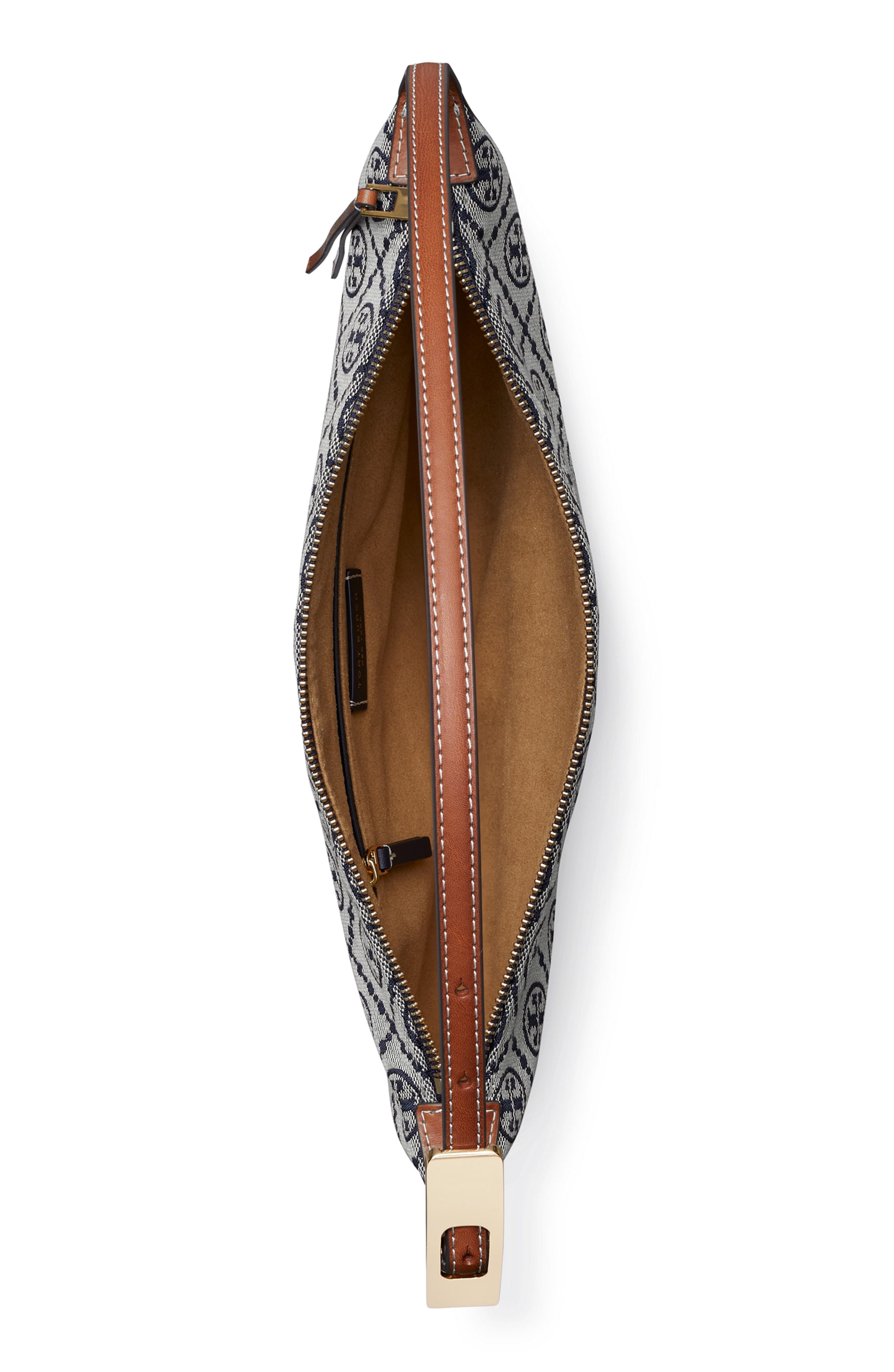 Tory Burch Small T Monogram Jacquard Balloon Bag, Alternate, color, Tory Navy