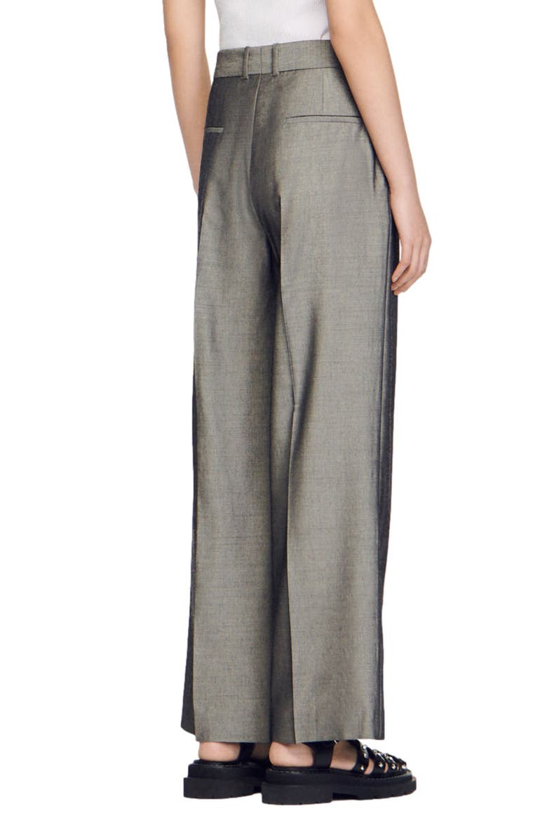 SANDRO Quentin Virgin Wool Blend Wide Leg Pants, Alternate, color, 