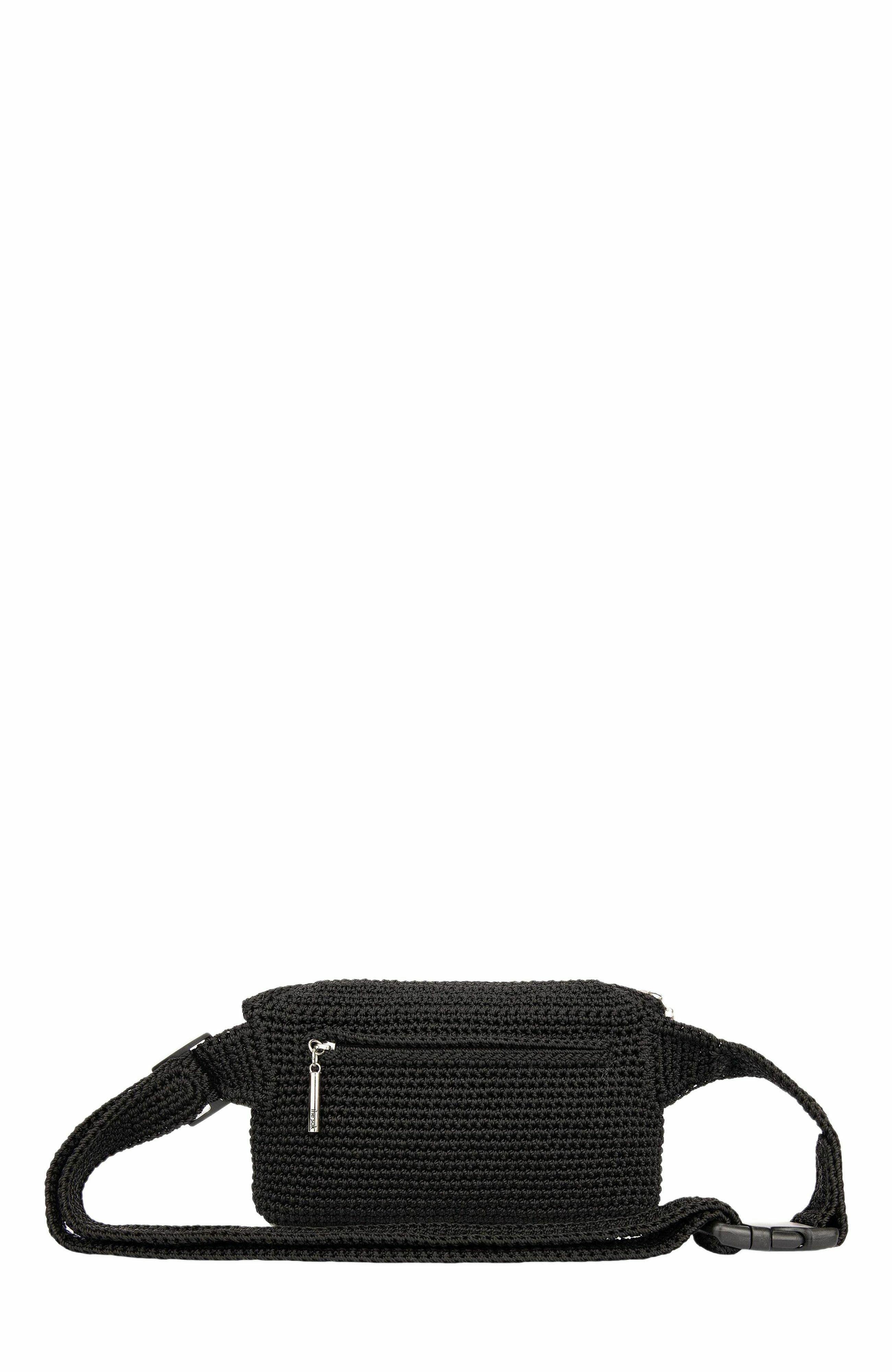 The Sak Caraway Small Belt Bag, Alternate, color, Black Crochet