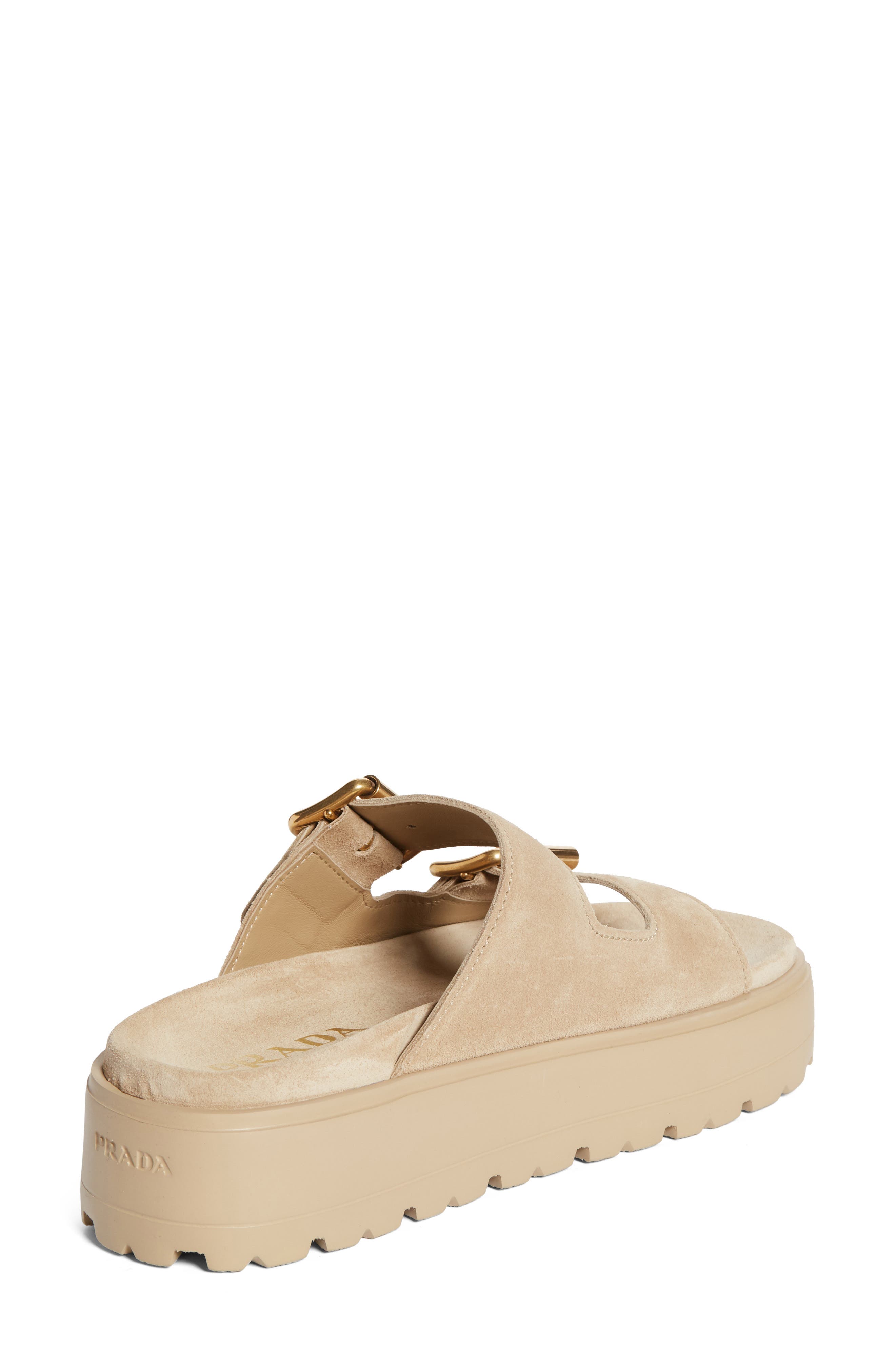 Prada Fussbett Flatform Slide Sandal, Alternate, color, Ecru