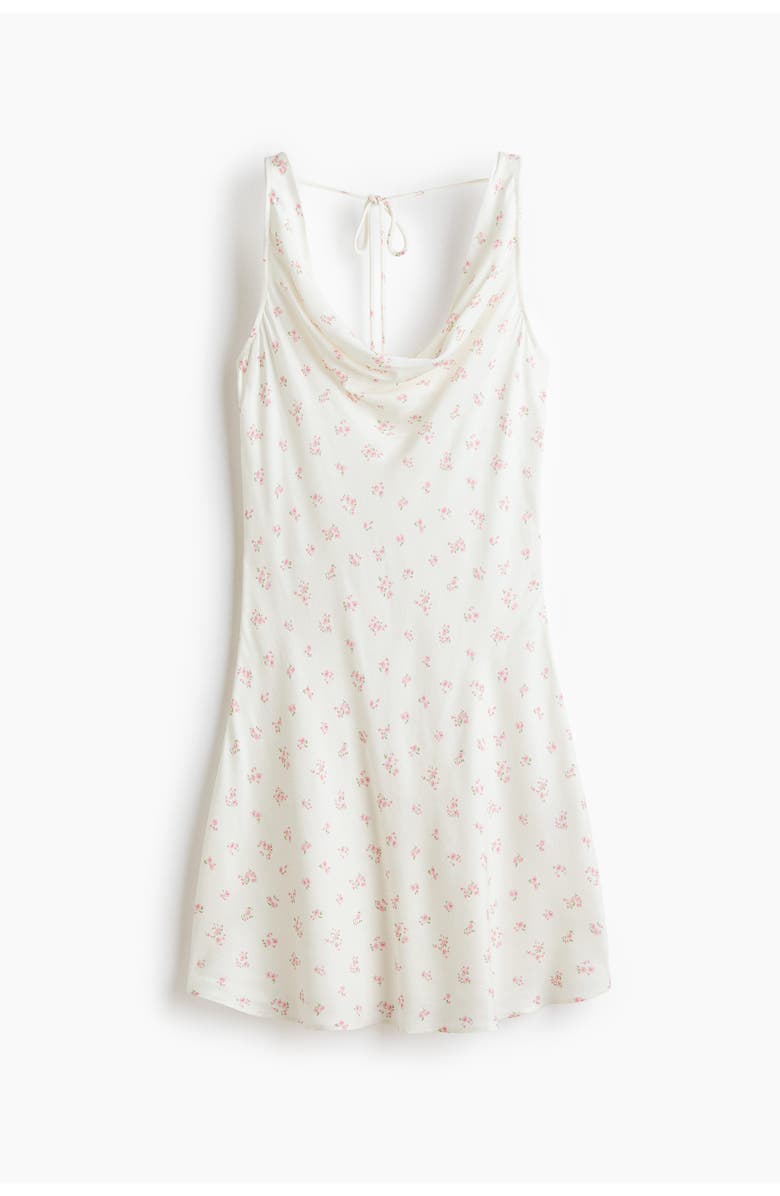 H&M Cowl-neck Satin Dress, Main, color, Cream/Floral