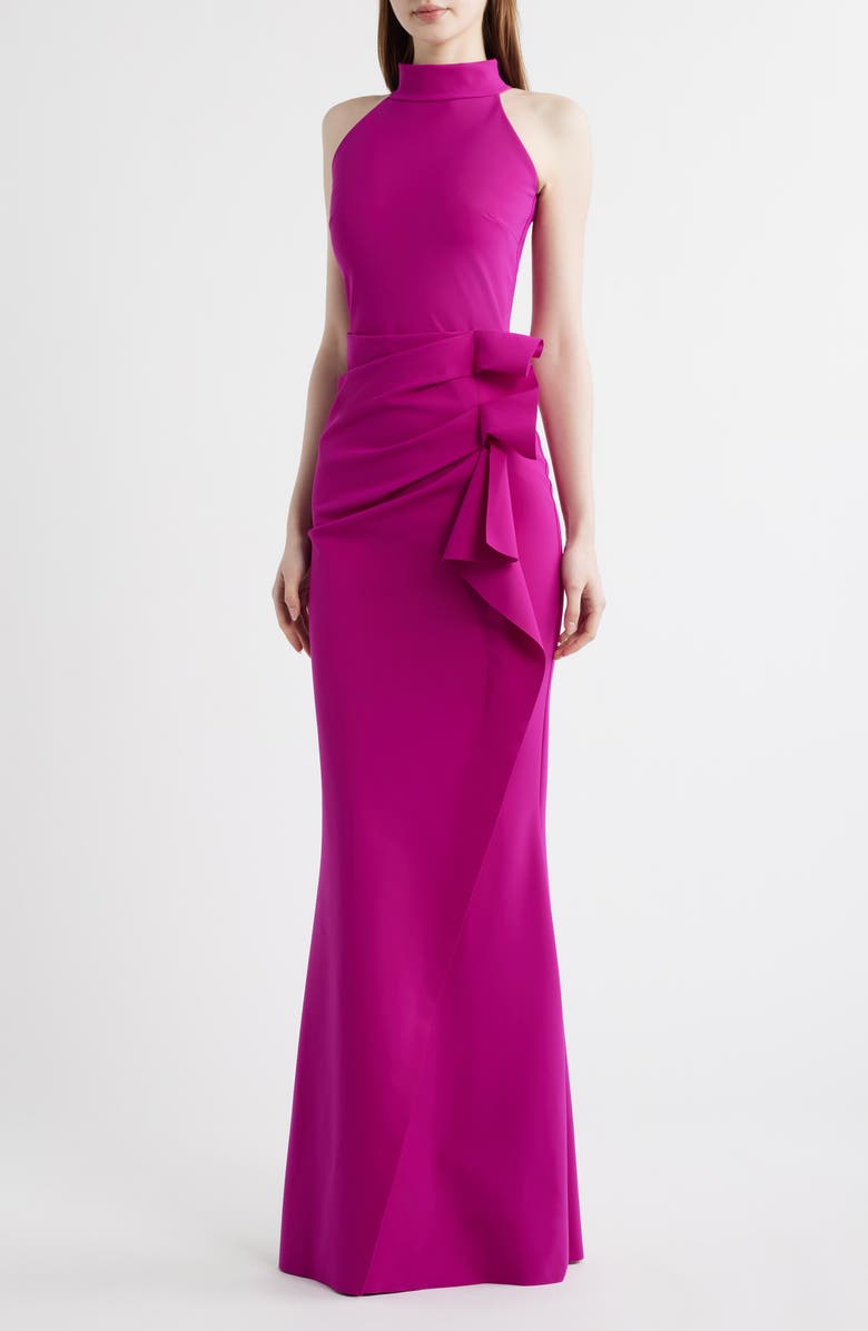 Chiara Boni La Petite Robe Gudrum High Neck Trumpet Gown, Main, color, Cyclamen