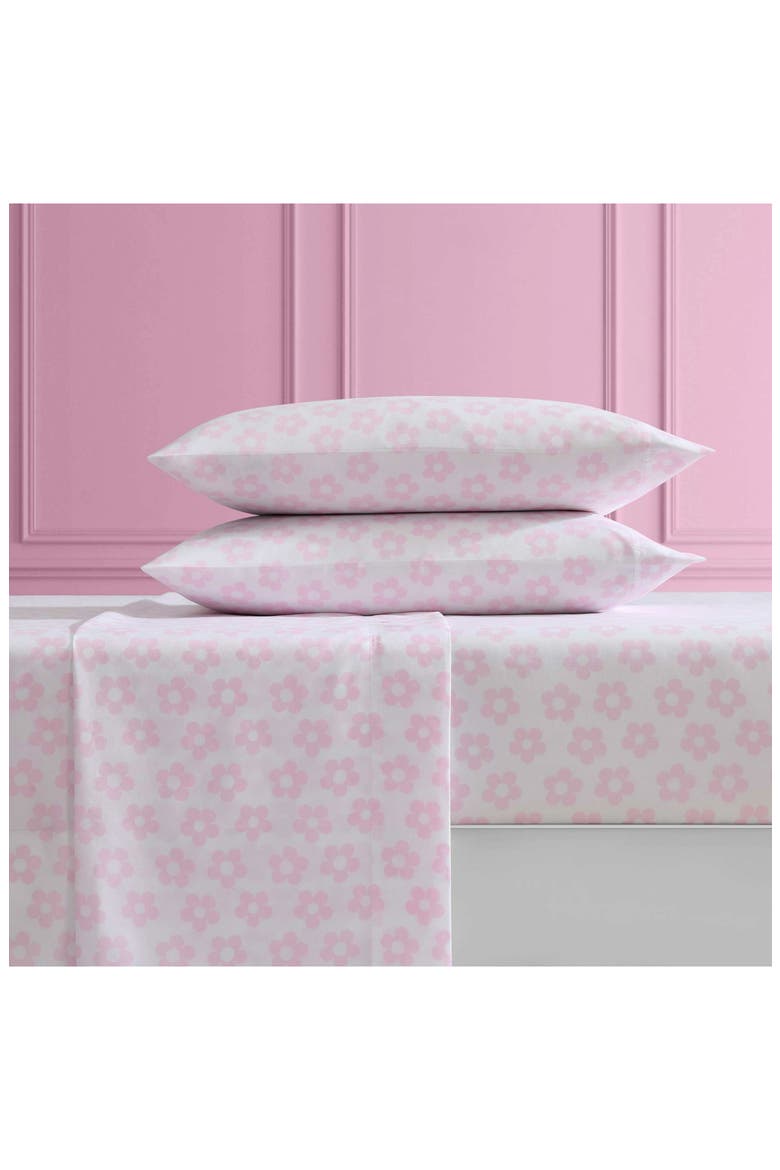 Retro Daisy Sheet Set, Alternate, color, LIGHT PINK