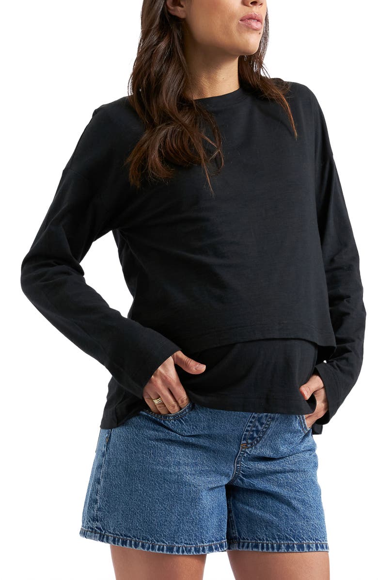 Ripe Maternity Claud Long Sleeve Nursing Top, Alternate, color, Black