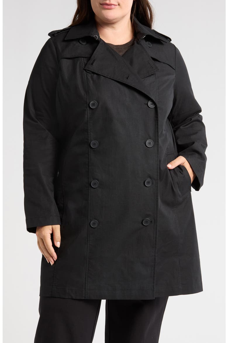 Derjon Double Breasted Trench Coat, Alternate, color, BLACK