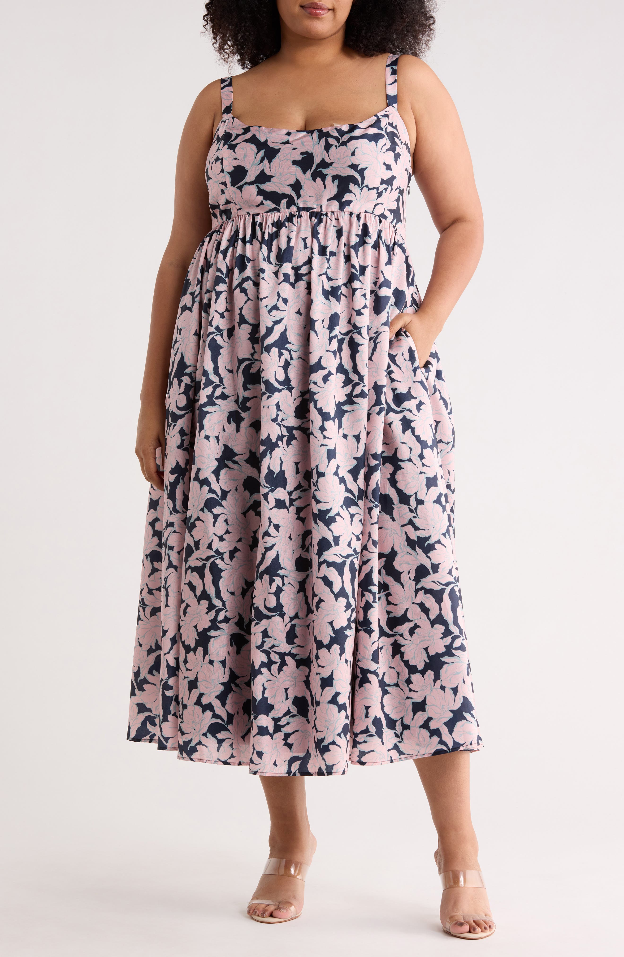Hutch Brixton Floral Fit & Flare Midi Dress