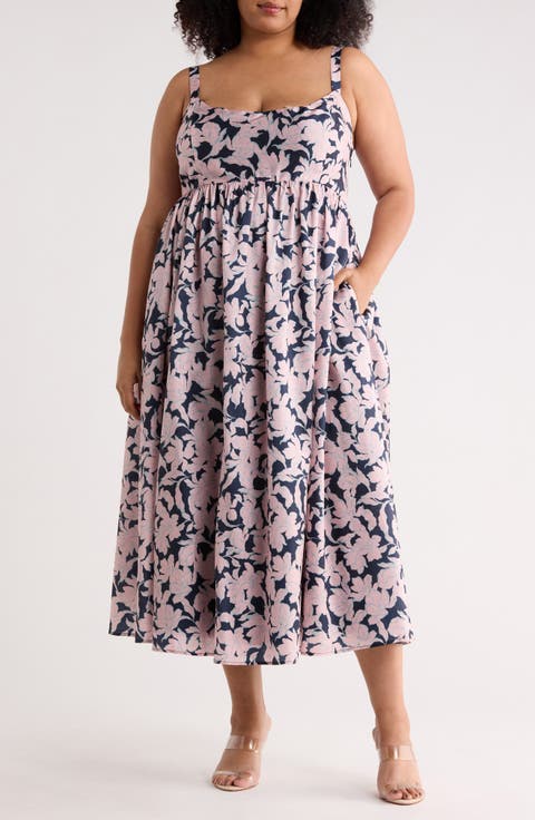 Brixton Floral Fit & Flare Midi Dress (Plus)