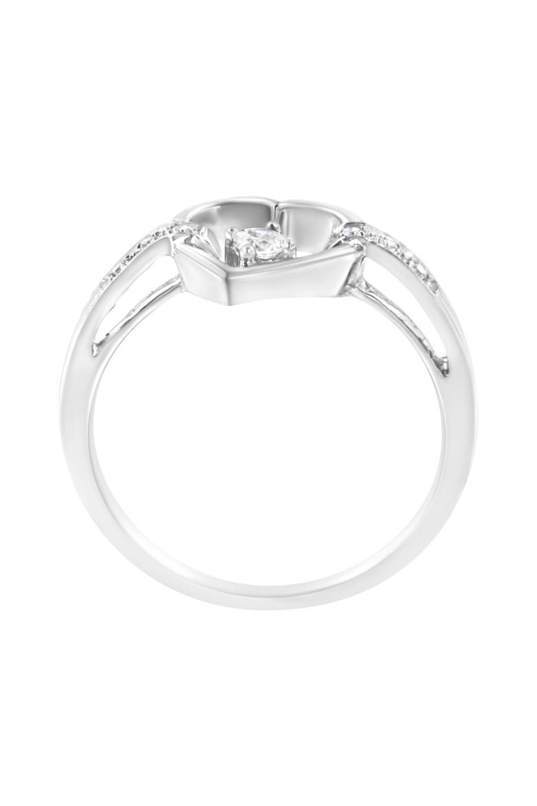 14K White Gold 1/8 Cttw Channel Set Round-Cut Diamond Heart Ring, Alternate, color, White Gold