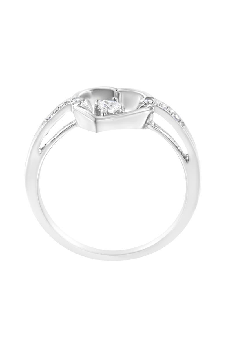 Haus of Brilliance 14K White Gold 1/8 Cttw Channel Set Round-Cut Diamond Heart Ring, Alternate, color, White Gold