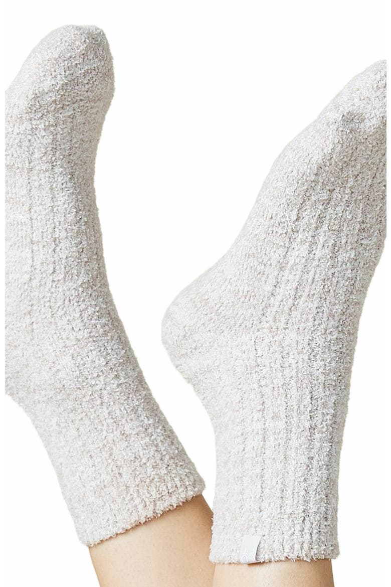 Marshmallow Crew Socks with Grippers, Alternate, color, Heather Coco