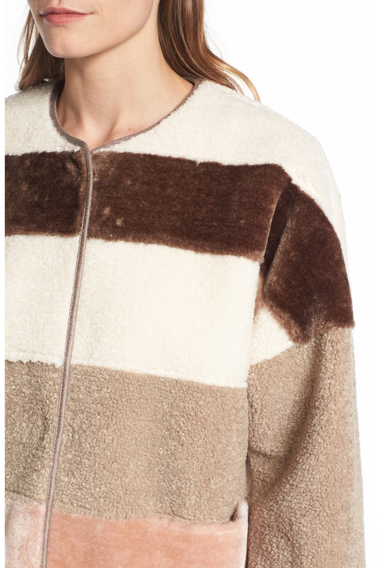 Faux Shearling & Faux Fur Colorblock Jacket, Alternate, color, MULTI