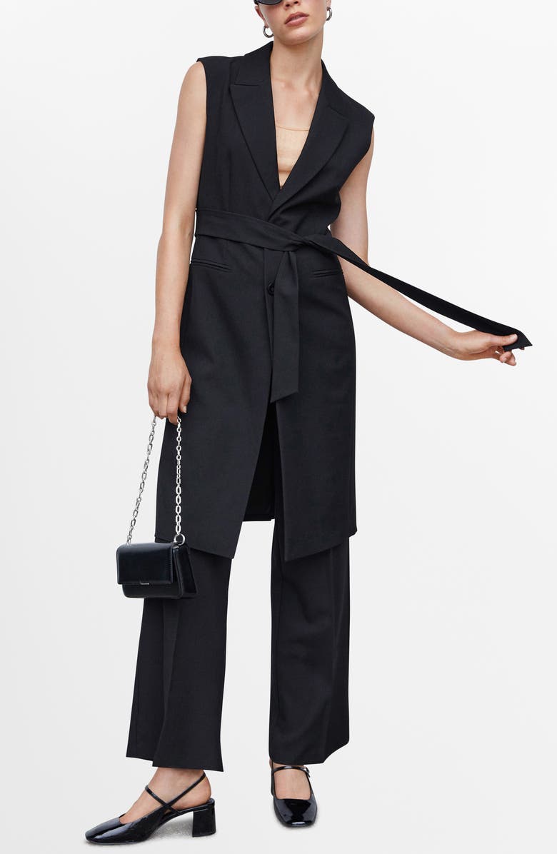 MANGO Belted Longline Vest, Alternate, color,