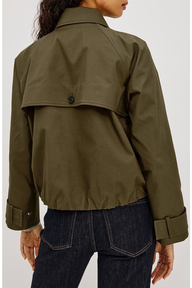 Jett Check Crop Trench Coat, Alternate, color, OLIVE
