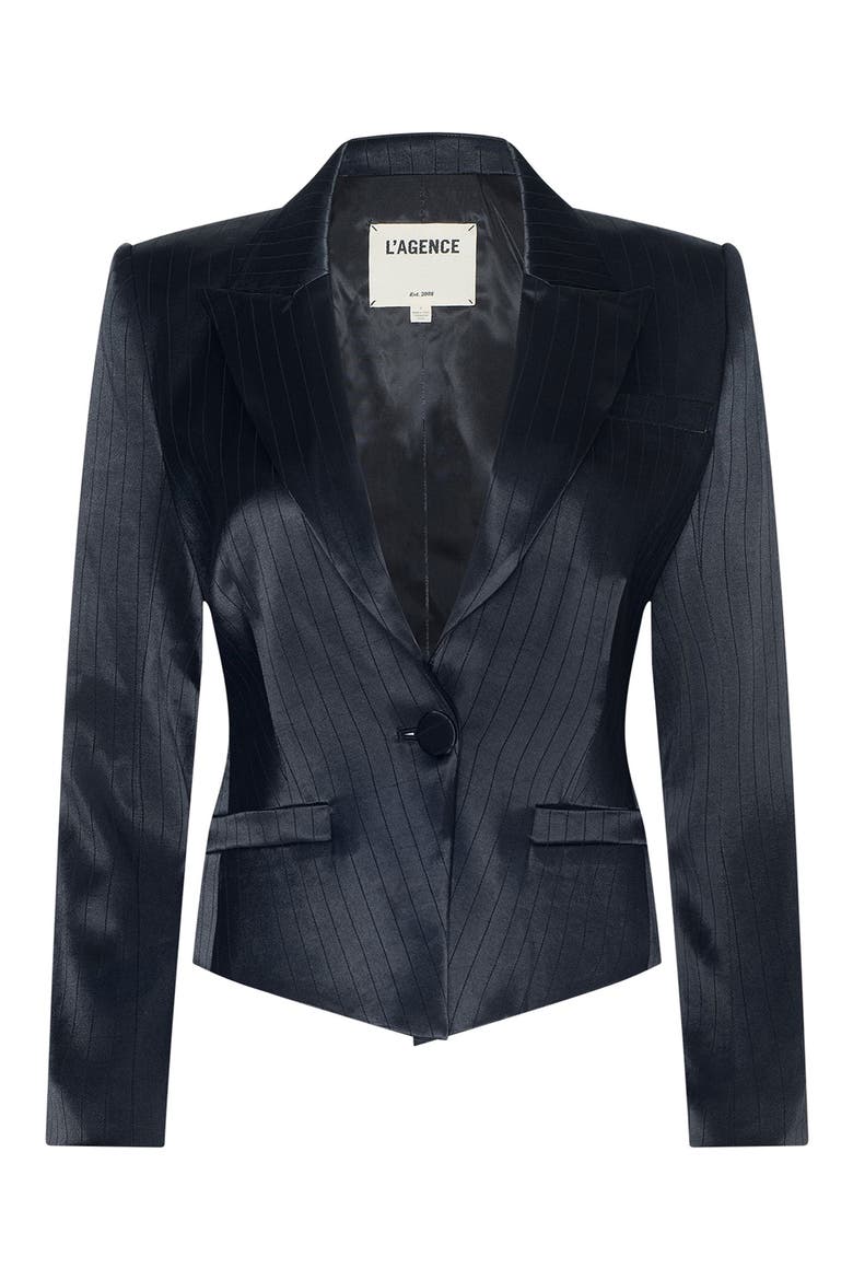 Misa Single Breasted Blazer, Alternate, color, BLACK PINSTRIPE