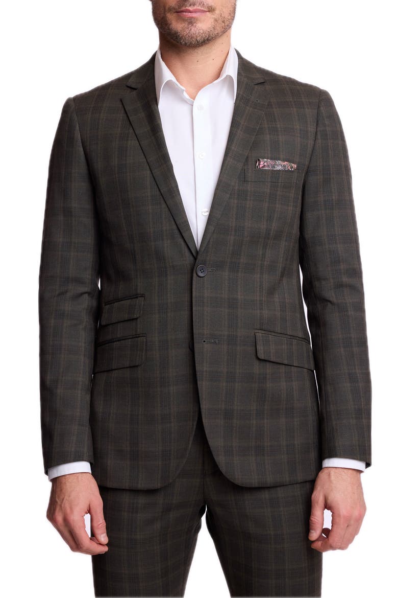 Dover Slim Fit Notch Lapel Suit Jacket, Main, color, DARK ARMY CHECK