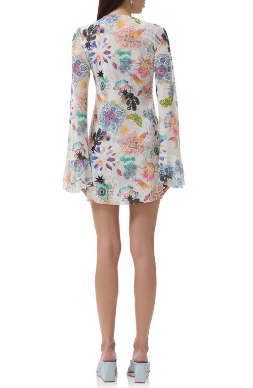 AFRM AFRM KORI CUTOUT BELL SLEEVE MESH MINIDRESS