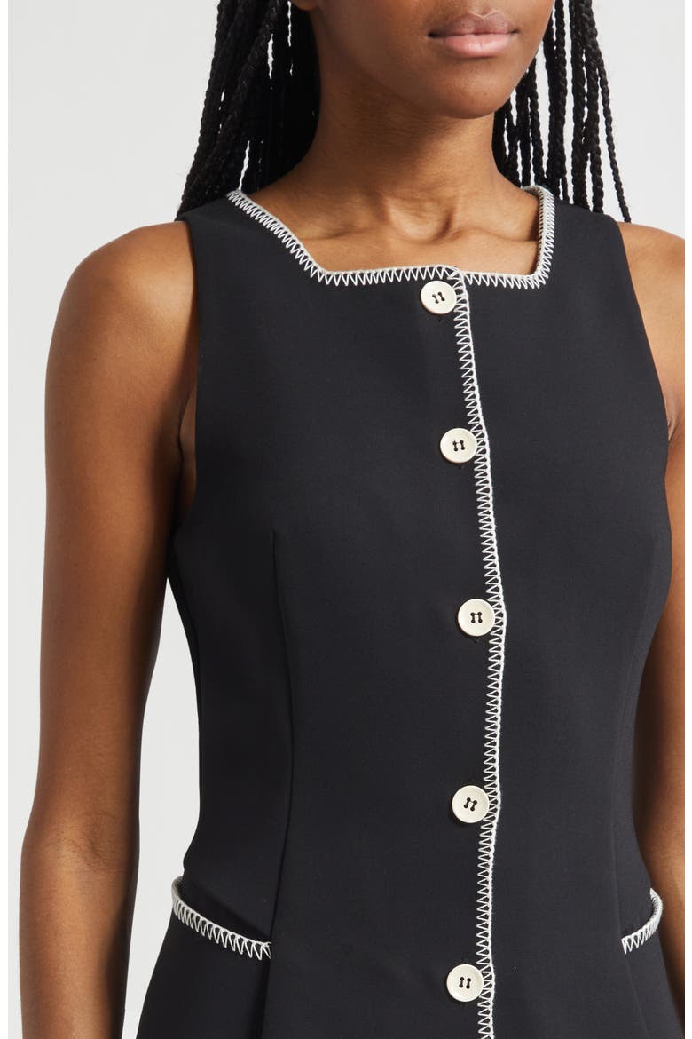 Sleeveless Button Front Minidress, Alternate, color, BLACK