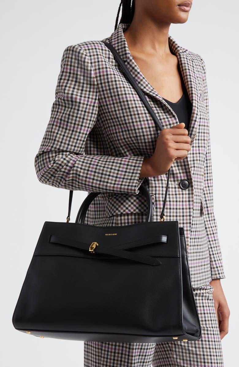 Veronica Beard Large Dash Leather Tote, Alternate, color, Black