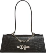 McQueen Jewelled Croc Embossed Top Handle Bag