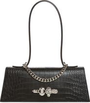 McQueen Jewelled Croc Embossed Top Handle Bag