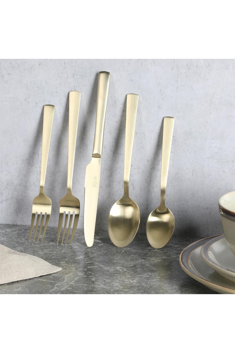 Earlston 20 Piece Stainless Steel Flatware Set, Alternate, color, Metallic Gold