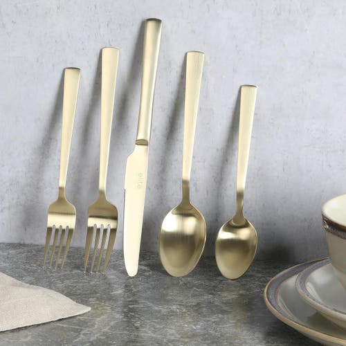 Gibson Elite Earlston 20 Piece Stainless Steel Flatware Set In Gold