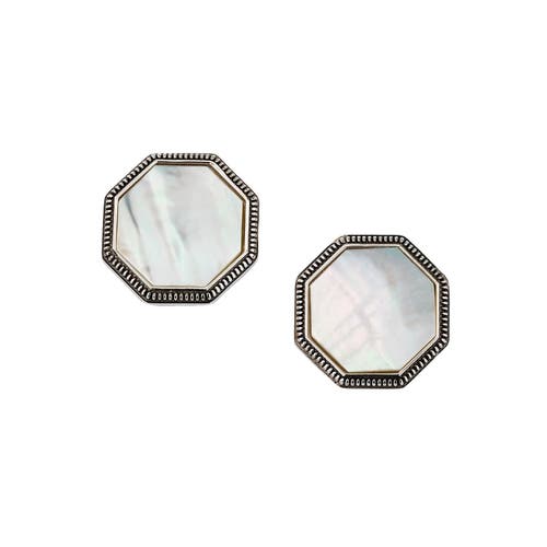 Jan Leslie Octagon Gemstone Antique Sterling Cufflinks In Gray