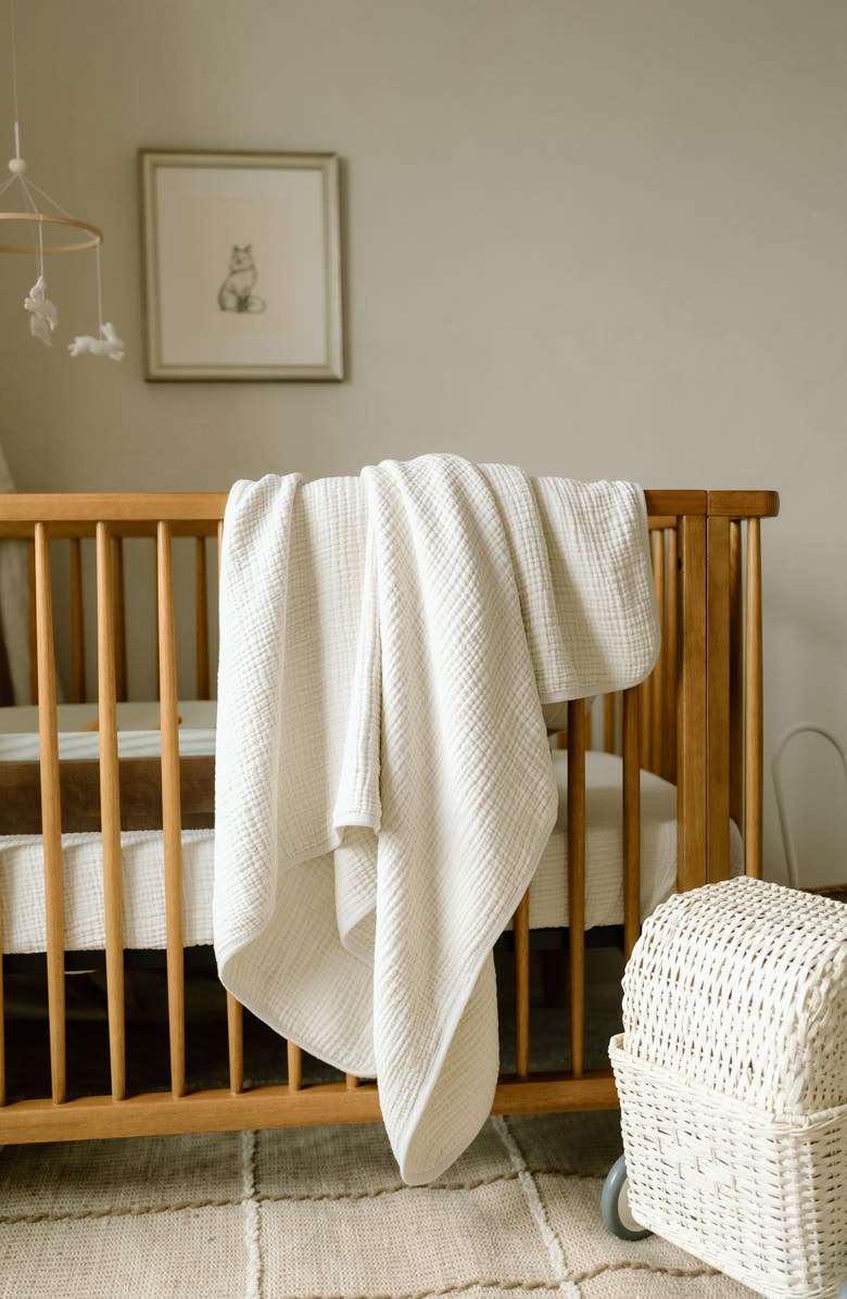 Oilo 2-Pack Organic Cotton Muslin Swaddle Blankets, Alternate, color, Eggshell/ Rose