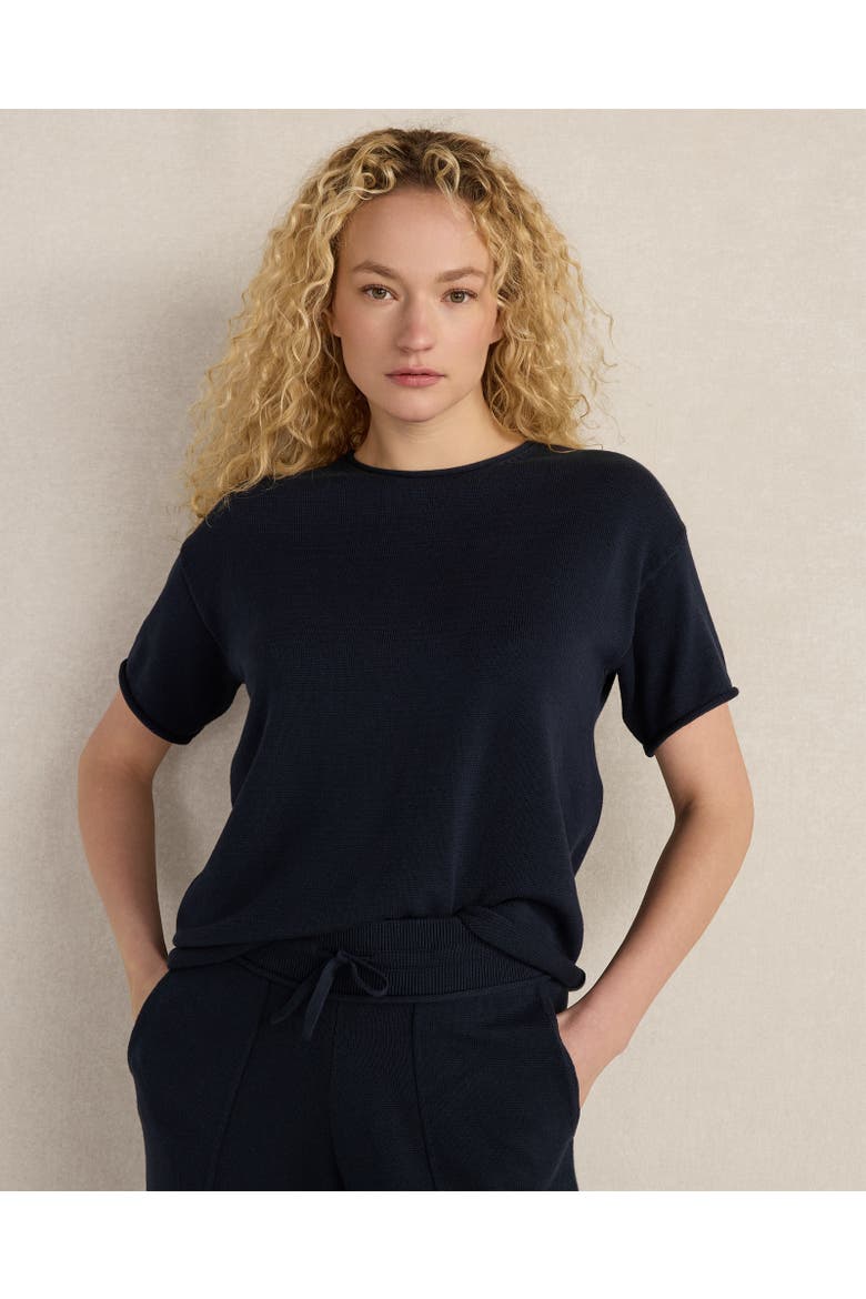 Cotton Knit Short Sleeve Tee, Main, color, Indigo Ink