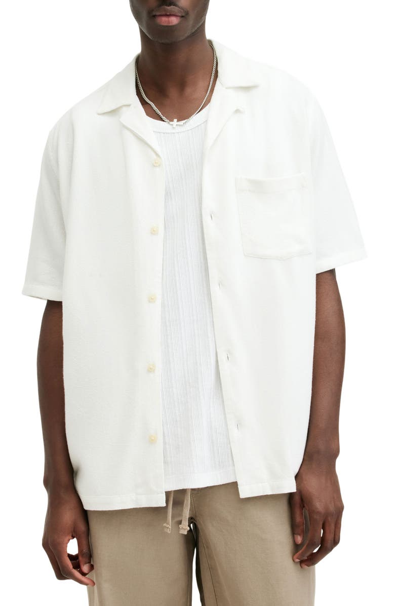 AllSaints Cudi Camp Shirt, Main, color, Oatmeal White