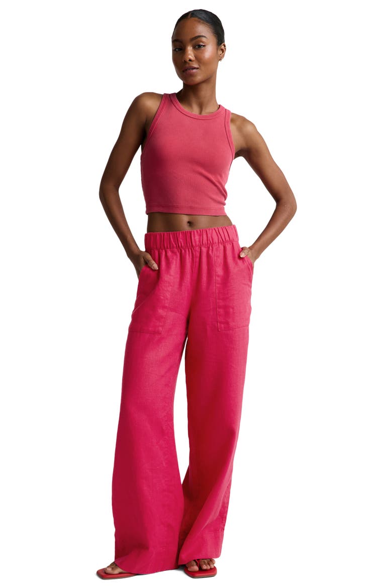 Softwash Wide Leg Linen Pants, Alternate, color, BERRY RED