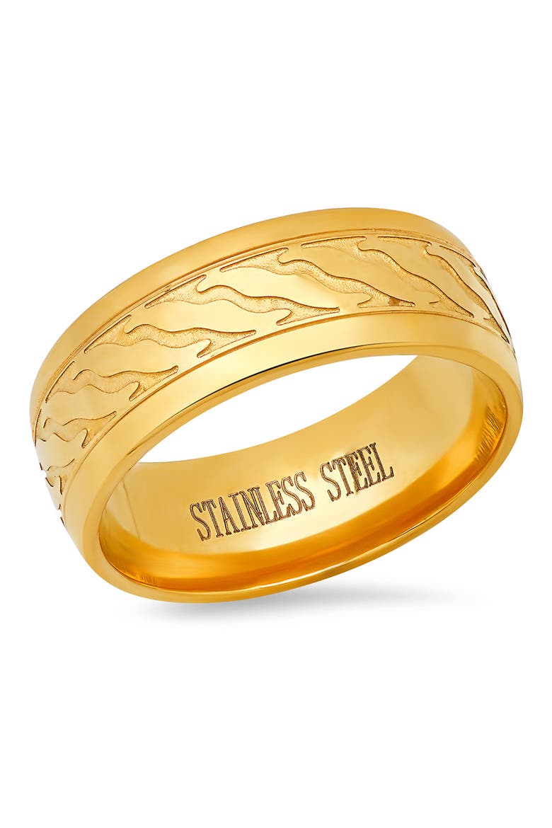 18K Gold Vermeil Wavy Accent Band Ring, Main, color, YELLOW
