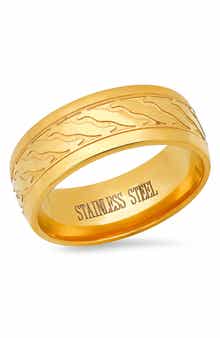 HMY JEWELRY 18K Gold Vermeil Wavy Accent Band Ring