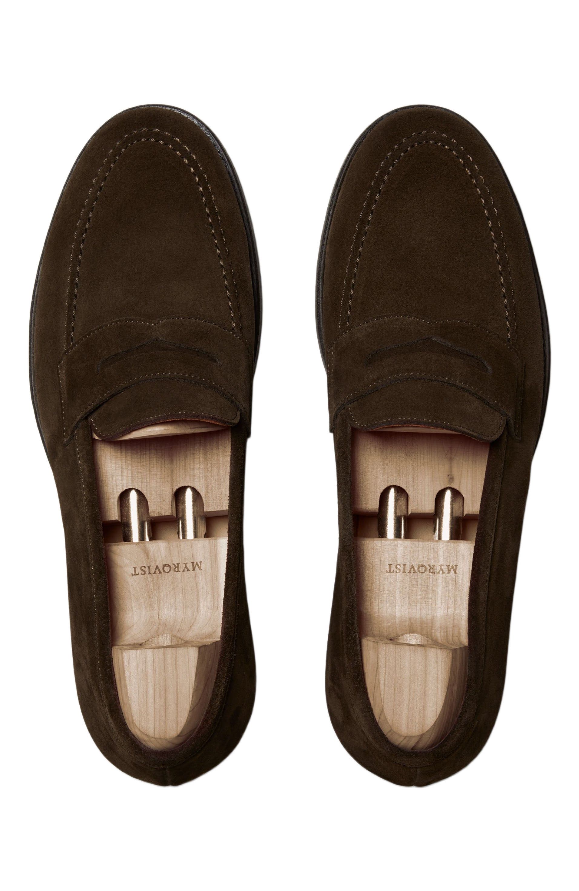 Stenhammar II Penny Loafers, Alternate, color, Dark Brown Suede