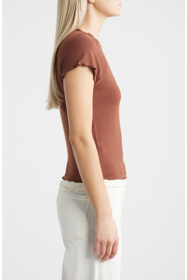 Lettuce Edge Layered Top, Alternate, color, BROWN