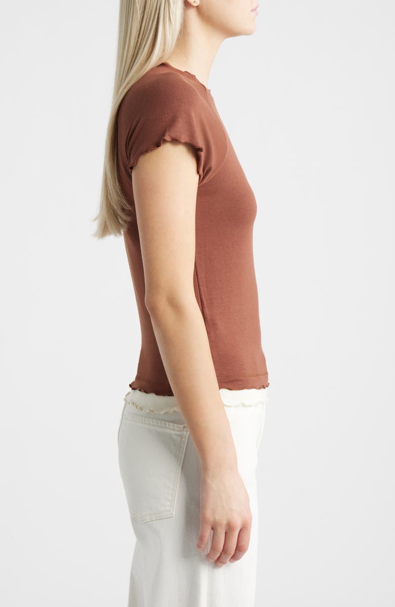 MANGO Lettuce Edge Layered Top, Alternate, color, Brown