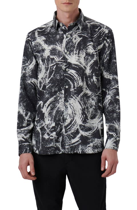 Julian Abstract Print Cotton Button-Up Shirt