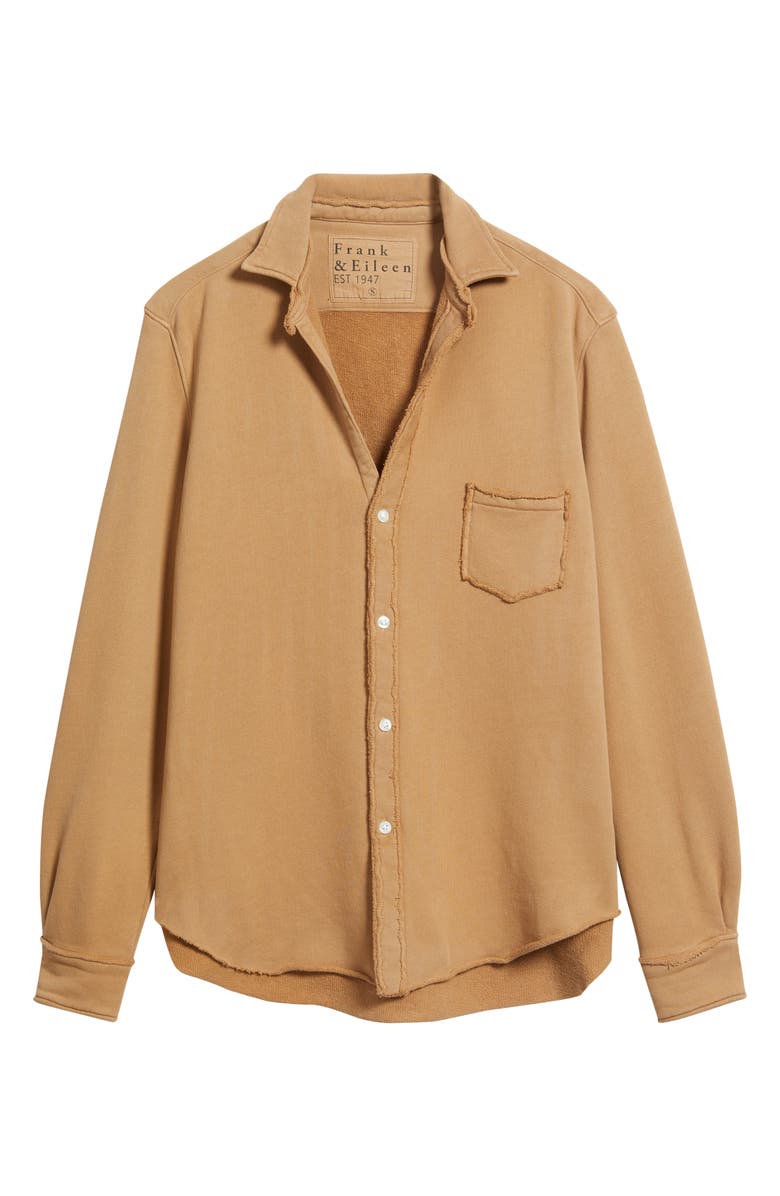Frank & Eileen Eileen Relaxed Terry Button-Up Shirt, Alternate, color, Camel