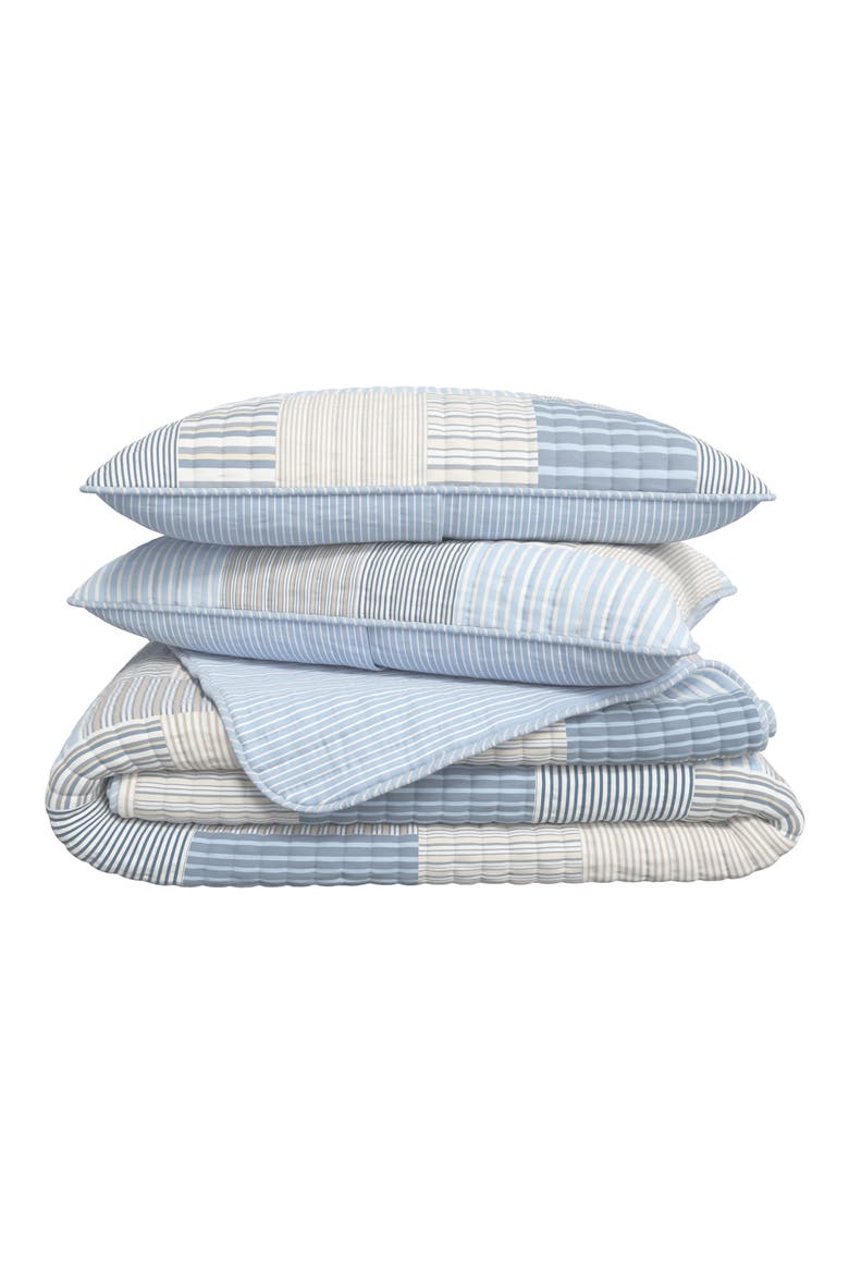 Stripe Patchwork Quilt Set, Main, color, BLUE STRIPE PATCHWORK
