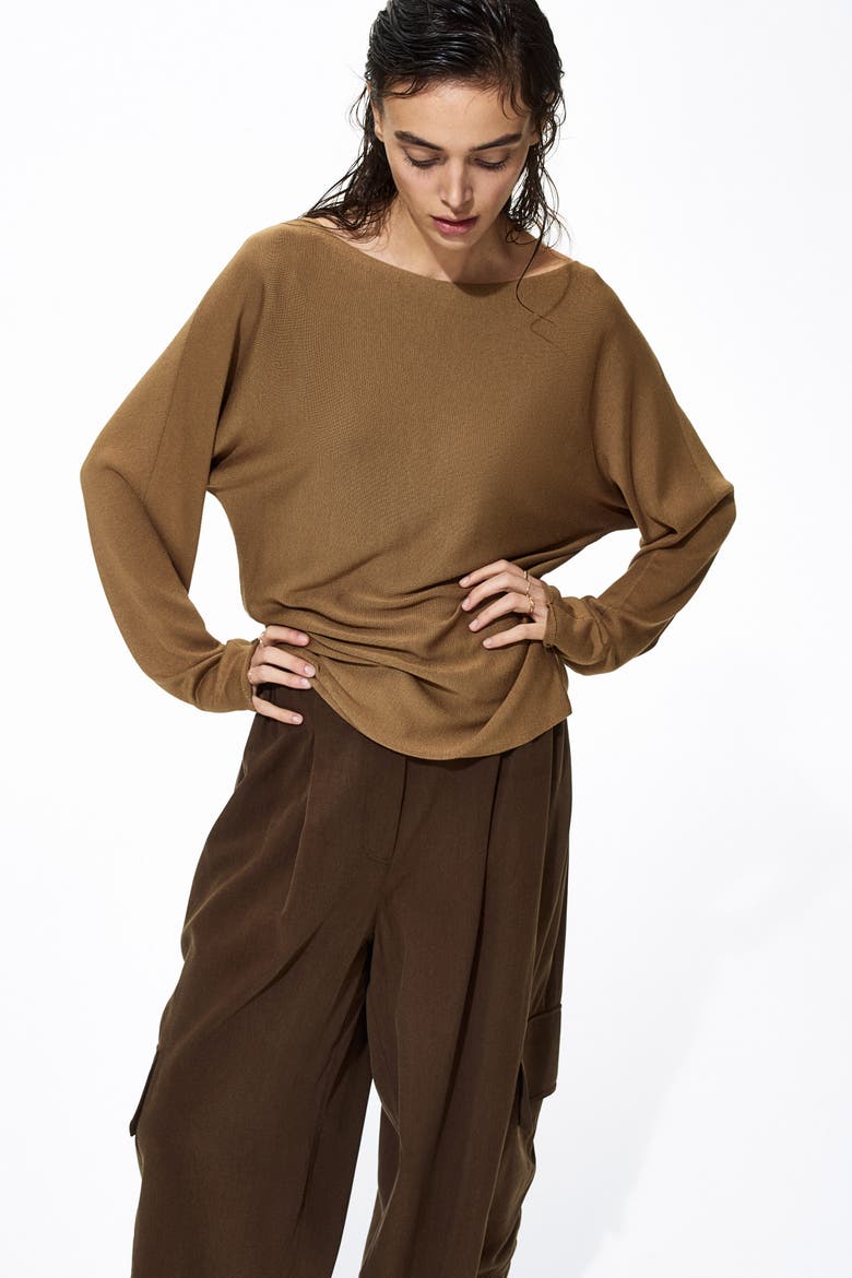 Boat-neck Jumper, Alternate, color, Dark beige