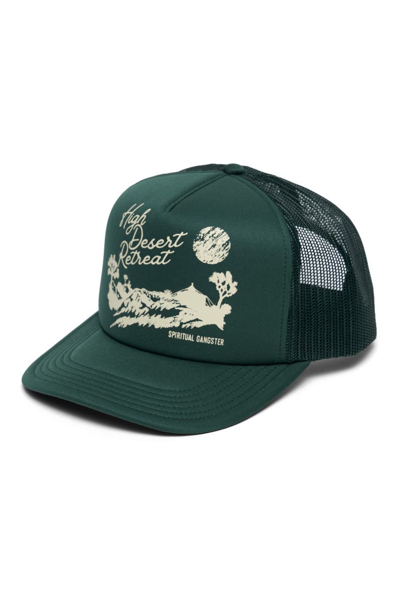 Retreat Trucker Hat, Main, color, RETRO GREE