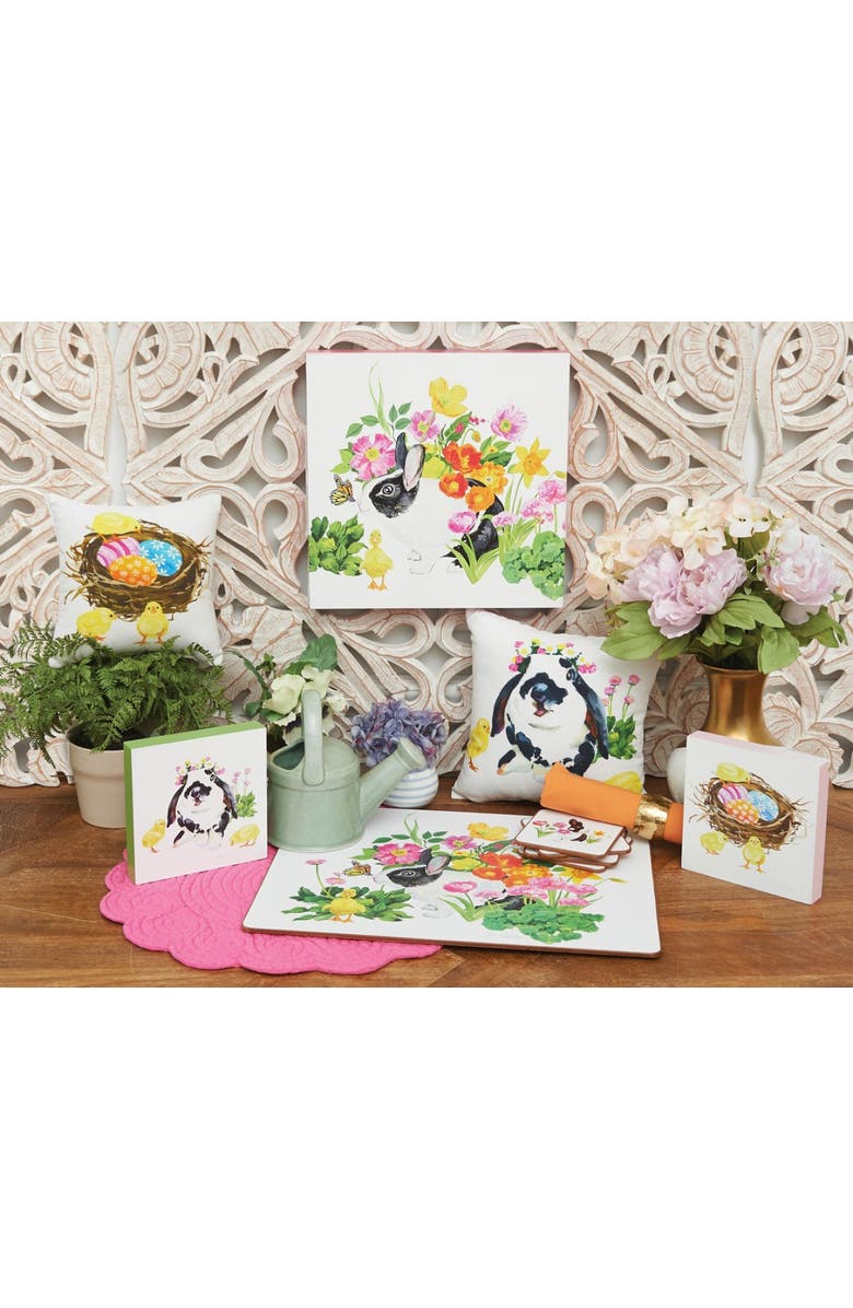 C&F Home Easter Bunny & Ducks HD Printed Cotton Blend Mini Accent Pillow 10" x 10", Alternate, color, White