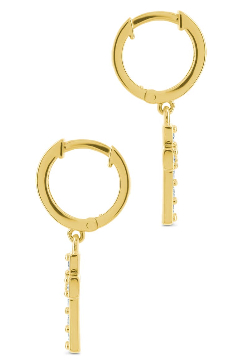 Kylar Cubic Zirconia Cross Charm Micro Hoop Earrings, Alternate, color, GOLD
